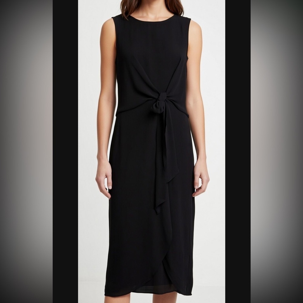 Sam Edelman Black Knot Accent Midi Dress 4 Quiet Luxury LBD Chic